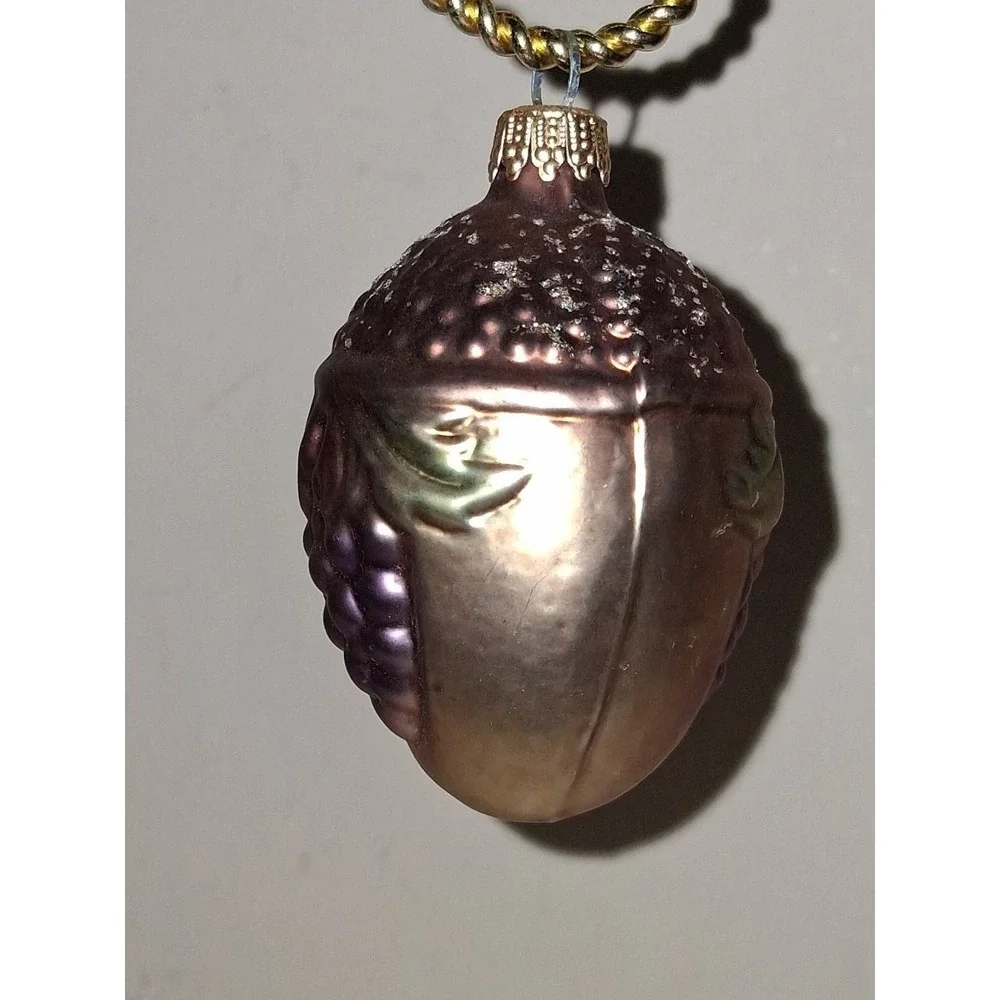 Vintage Germany Mercury Glass Acorn Ornament Grapes & Leaves 2.5